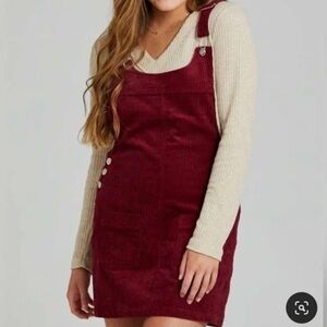 Altar’d State Burgundy Corduroy Overall Dress